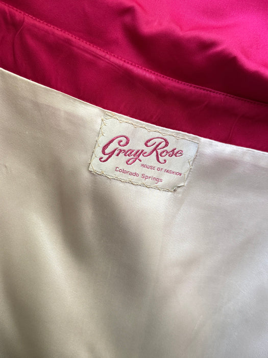 Fabulous Late 1950's Camellia Pink Cocktail Dress & Matching Swing Coat / XS