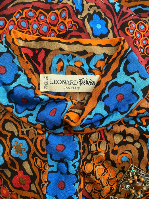 Gorgeous 1970's Leonard Paris Silk Jersey Tunic / Medium