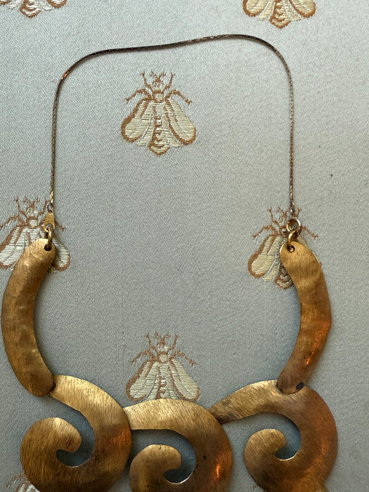 Fabulous 1970's Modernest Gold Tone Statement Necklace