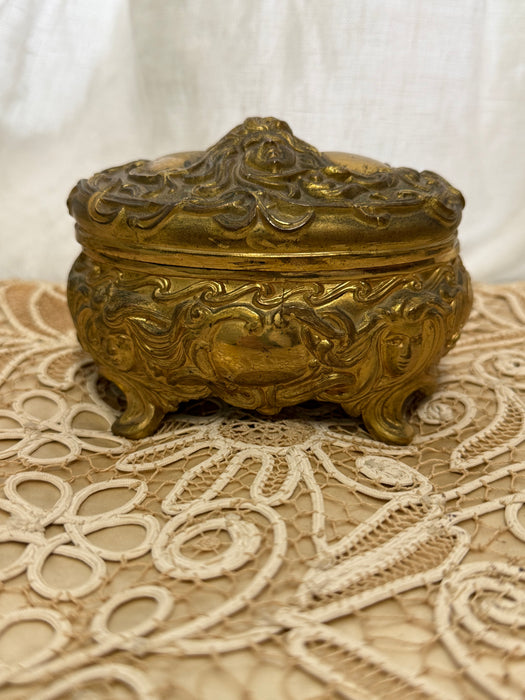 Beautiful Antique Art Nouveau Silk Lined Jewelry Casket, c. 1900-1910