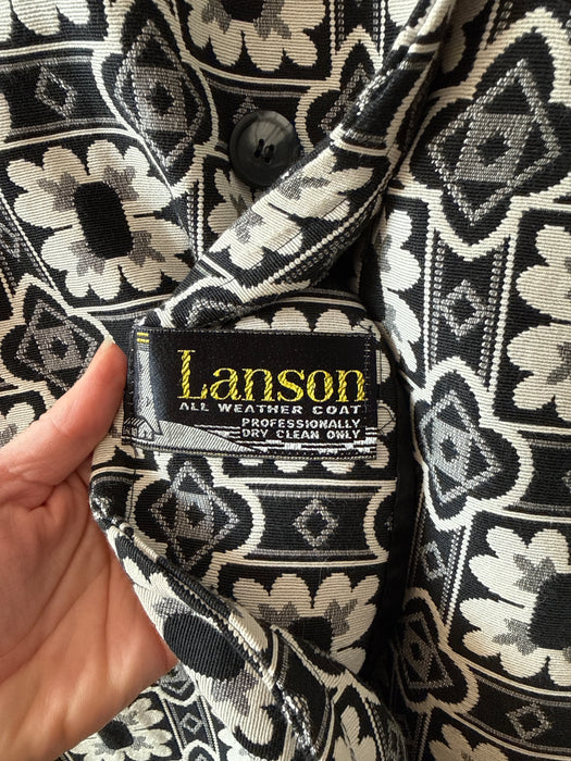 Fab 1960's Black & White Op Art Tapestry Coat / ML