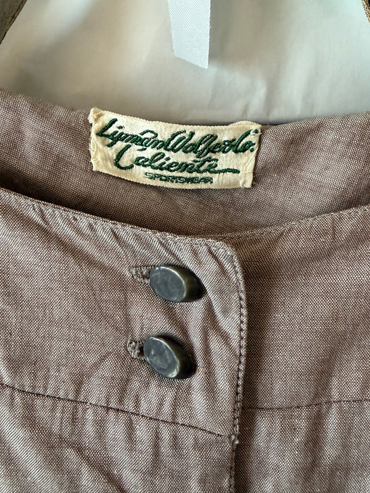 Classic 1950's Rosewood Cotton Day Dress From Lipman Wolfe / M