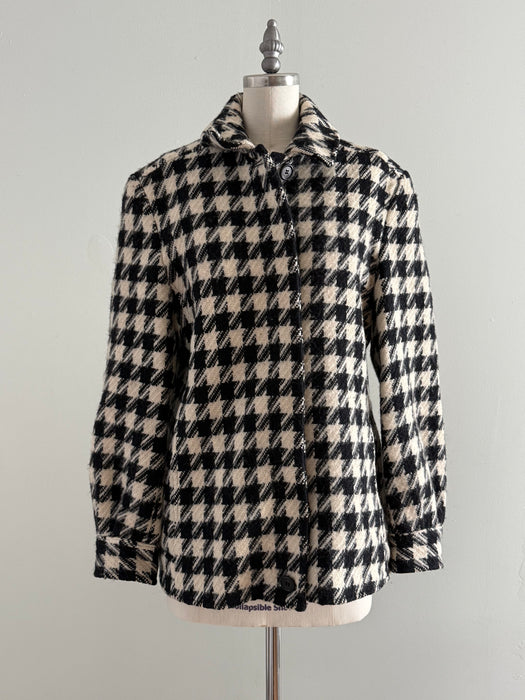 Chic Vintage Black & White Wool Houndstooth Jacket / M