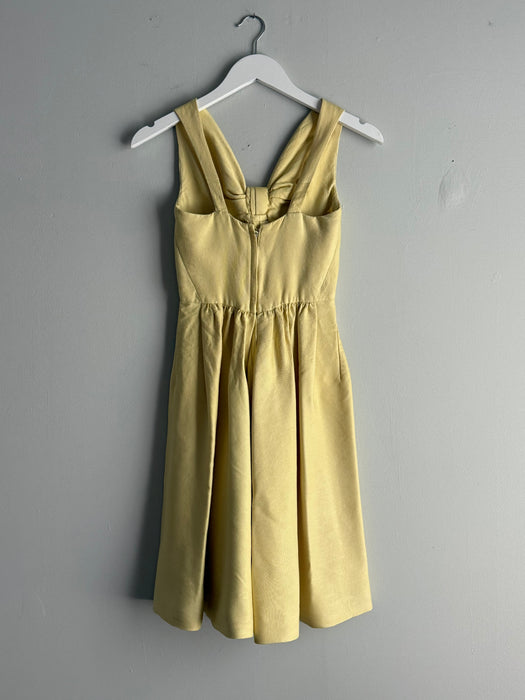 Chic Early 1960’s Suzy Perette Butter Yellow Cocktail Dress In Silk Twill / XS
