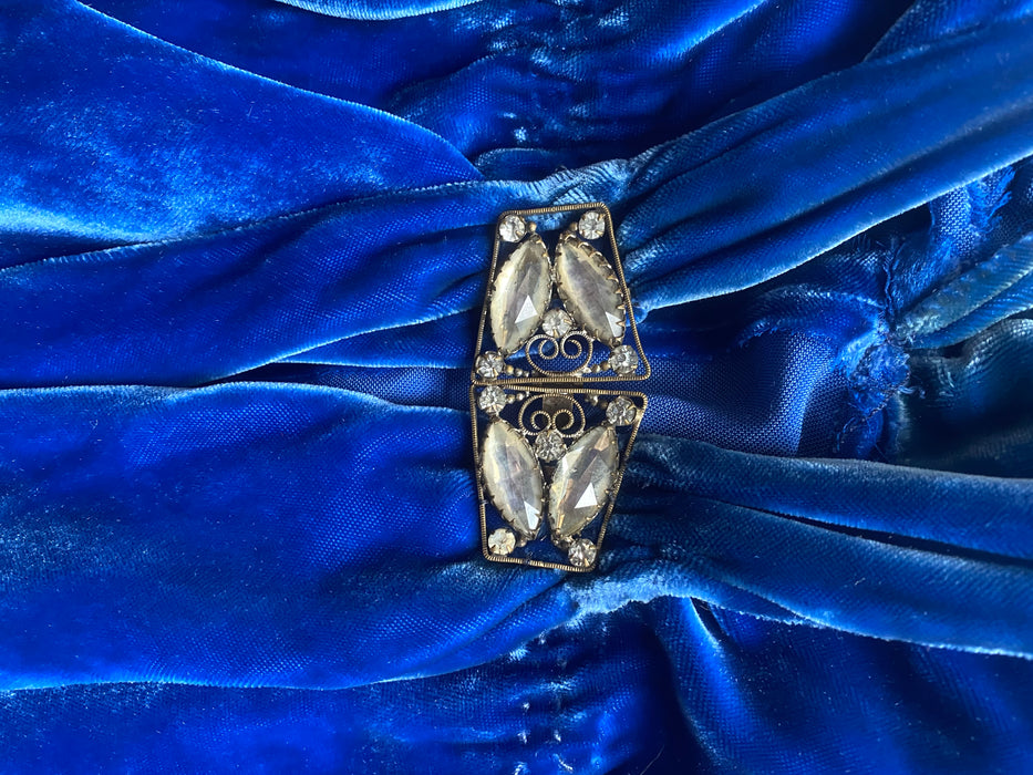 Stunning 1930's Sapphire Silk Velvet Evening Cape / OSFM