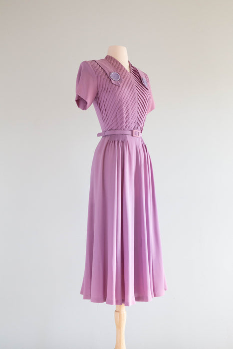 1940’s NOS Lavender Rayon Dress By Lucky Star / Medium