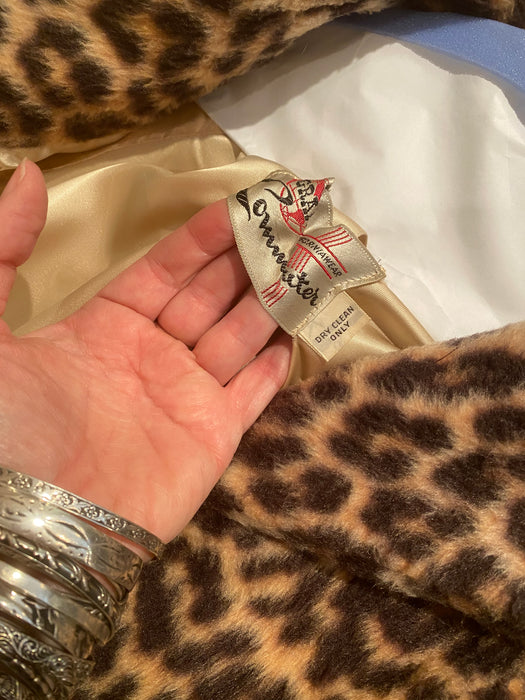 MEOW! Glamorous 1960's Faux Leopard Print Coat / Medium