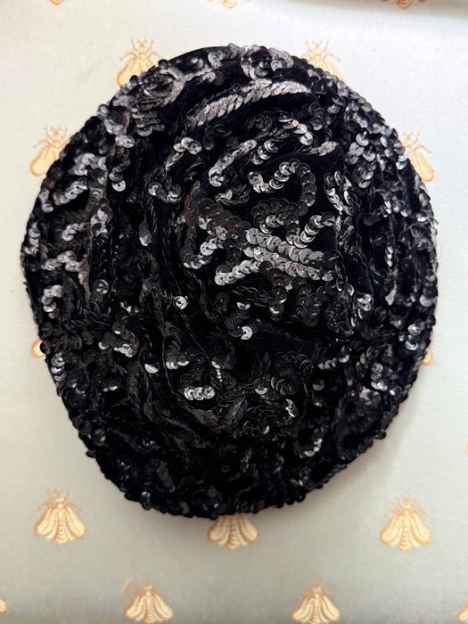 Sophisticated Swirling 1950's Velvet Sequined Cocktail Hat