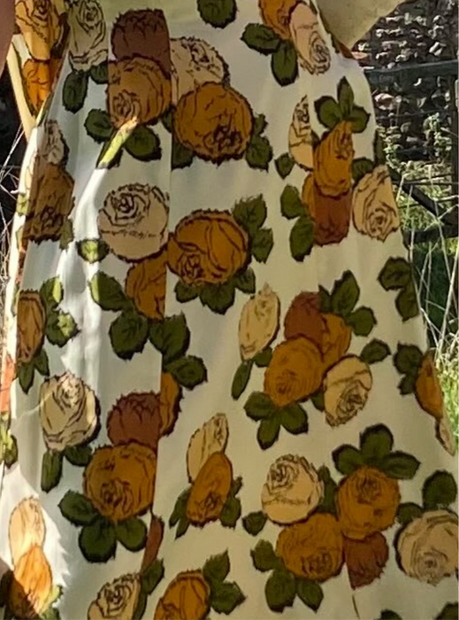 Gorgeous 1950's New Look Couture Cocoa Silk Rose Print Cocktail Dress / S