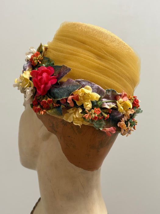 Fabulous 1950s Floral Hat by Jan Leslie, Custom Design
