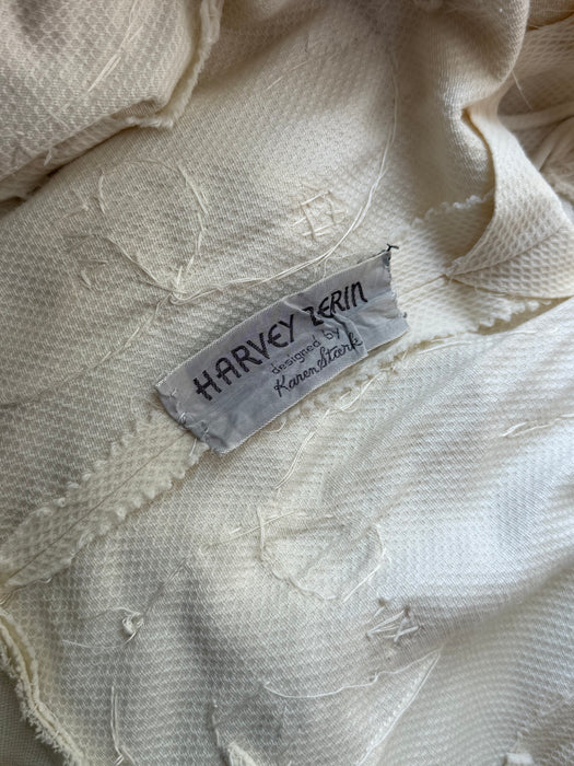 Exquisite 1950's Harvey Berin Ivory Cotton Pique Lace Applique Formal Dress / SM