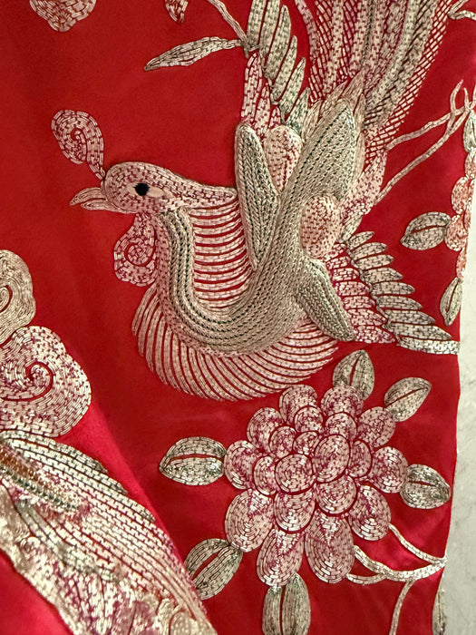 Spectacular Chinese Silk Wedding Skirt With Dragon & Phoenix Metallic Embroidery / SM