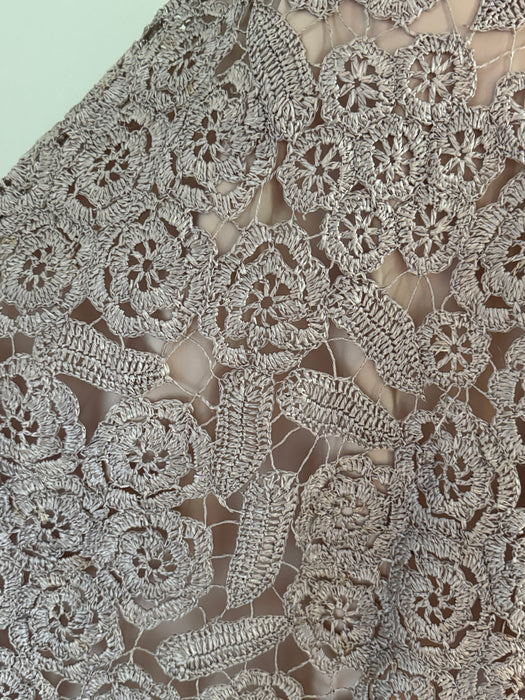 Stunning 1950's Italian Couture Oyster Grey Raffia Dress by Tina Nozzoli / SM