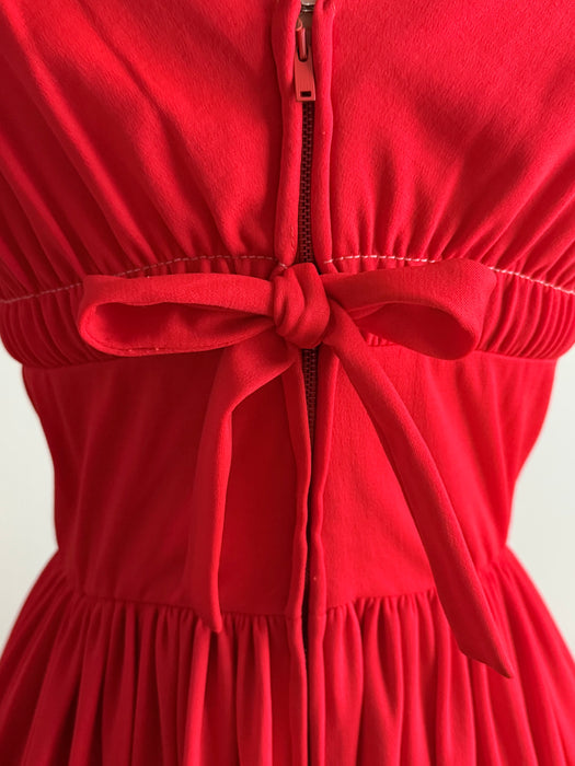 Iconic Documented 1950's Anne Fogarty Cherry Red Jersey Dress / XS