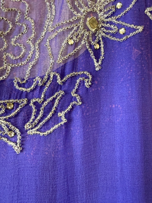 Exquisite 1920's Silk Chiffon Beaded Flapper Dress From H. Liebes & Co. / ML