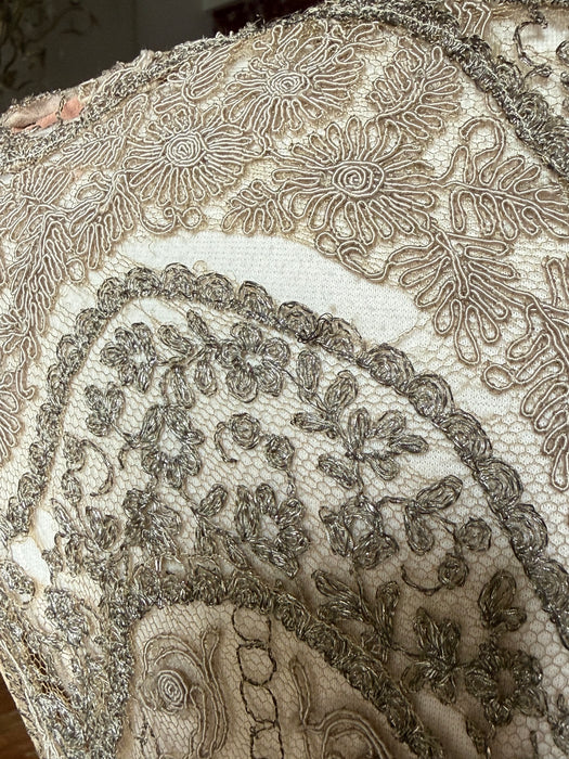 Ghostly 1920's Metallic Embroidered Net Flapper Dress AS-IS / S