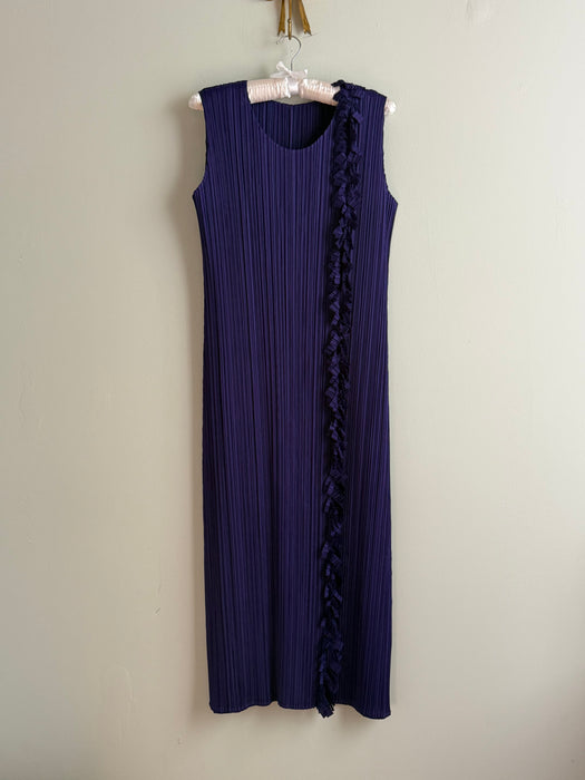 1990's Pleats Please Issey Miyake Purple Fringe Dress / JP5