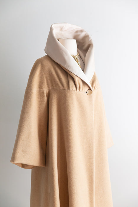 Fabulous Late 1950’s Cashmere Coat and Matching Silk Dress Set / SM