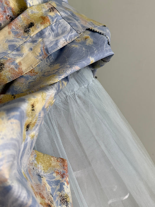 Breathtaking 1950's Impressionist Cotton Floral Party Dress / S