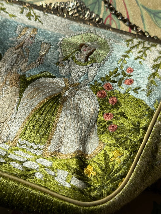 Lovely Antique Embroidered Handbag Crafted By Maud Hundley