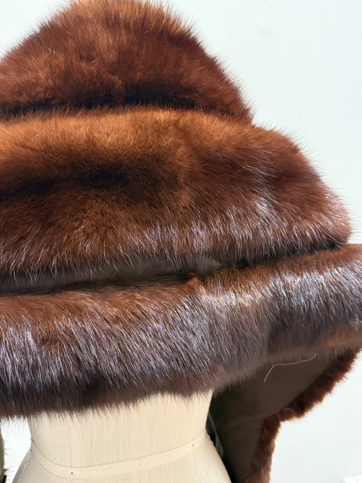 Gorgeous 1950's Extra Long Mahogany Mink Wrap / OS