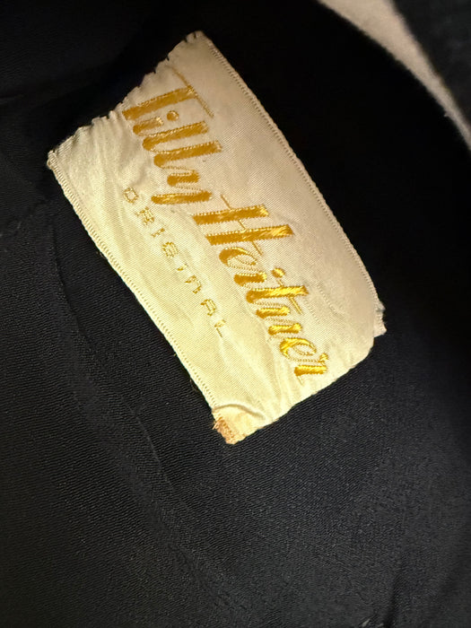 Elegant 1940s Tilly Heitner Original Black Wool Crêpe Jacket / M