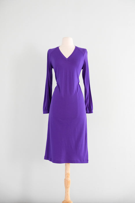 Vintage 1970's Regal Purple Wool Missoni Dress / Small Xtabay Vintage Vintage 1970's Regal Purple Wool Missoni Dress / Small Xtabay Vintage