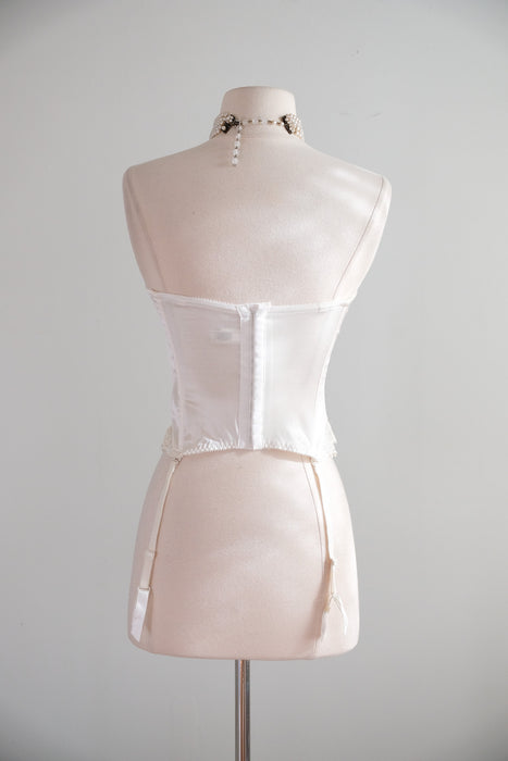 Vintage 1990's Ivory Silk & Lace Strapless Bustier Top by Victoria's Secret / 34C