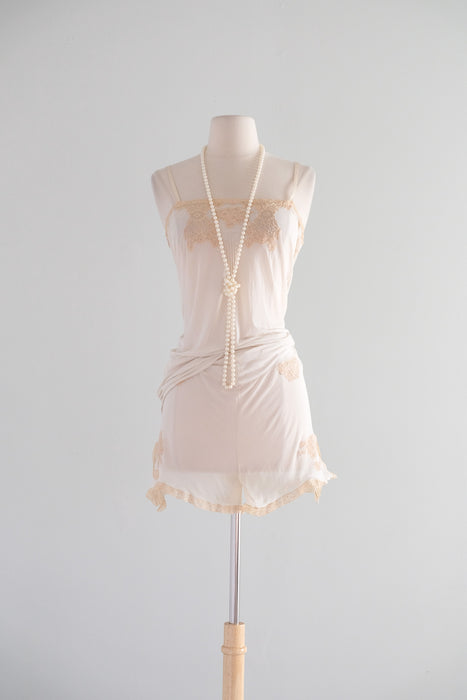 RARE Antique 1920's Silk Jersey & Lace Lingerie Set by H. Liebes & Co. / S