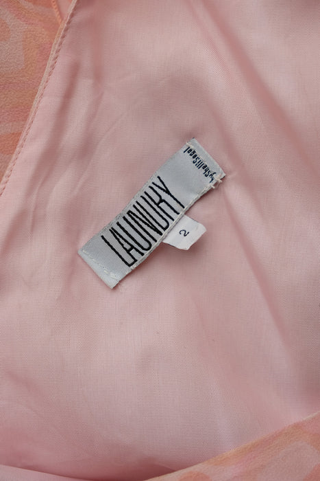 Vintage 1990's Pink Retro Bias Cut Silk Chiffon OTS Dress from Laundry / S