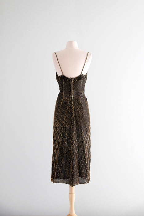 DAZZLING 1970's Marilyn Monroe Black & Gold Lurex Accordion Pleated Pa Xtabay Vintage DAZZLING 1970's Marilyn Monroe Black & Gold Lurex Accordion Pleated Pa Xtabay Vintage