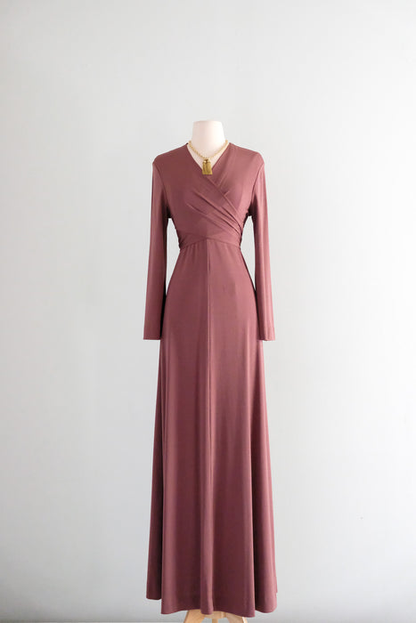 Vintage 1970's Cocoa Christian Dior Wrap Gown / SM