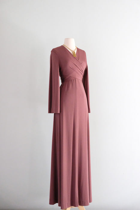 Vintage 1970's Cocoa Christian Dior Wrap Gown / SM