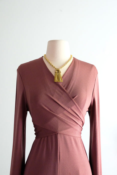 Vintage 1970's Cocoa Christian Dior Wrap Gown / SM