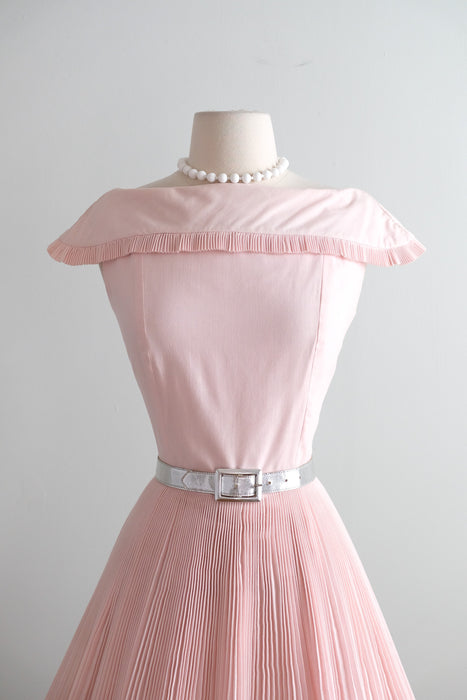 Vintage 1950's Ultra Pleated Baby Pink Cotton Dress / SM