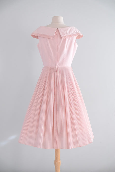 Vintage 1950's Ultra Pleated Baby Pink Cotton Dress / SM