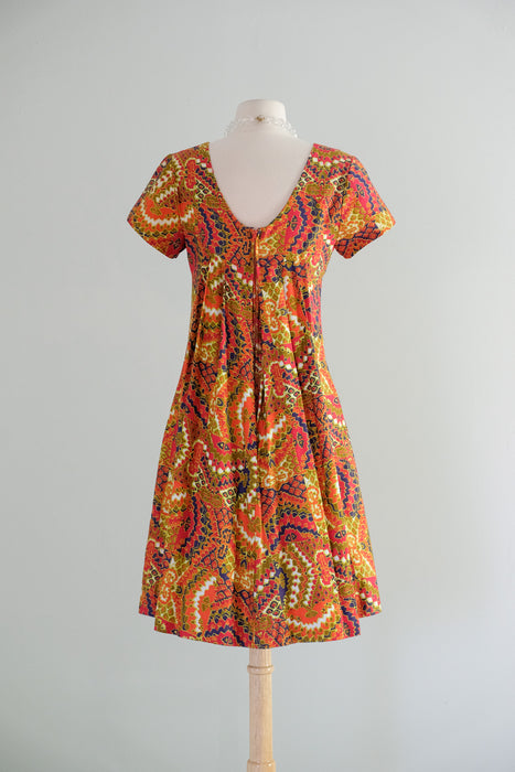 Vintage 1960's Kaleidoscopic Hawaiian Shift Dress by Glazier/ S
