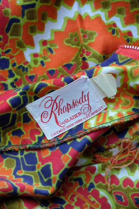 Vintage 1960's Kaleidoscopic Hawaiian Shift Dress by Glazier/ S