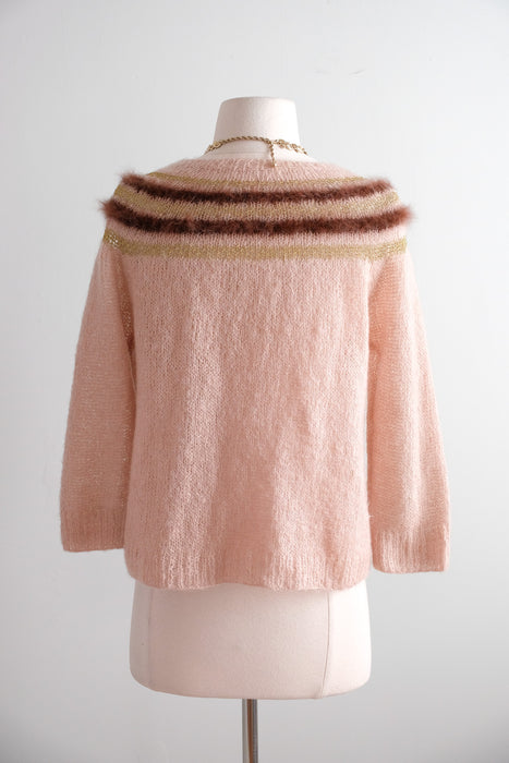 Vintage 1950's Neopolitan Mohair Knit Cardigan Sweater / M