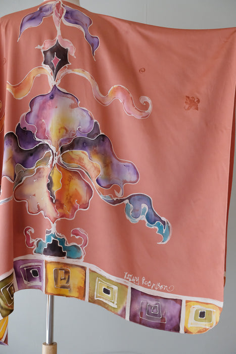 Dreamy Kathy Robinson Silk Batik Painted Shawl / Sz OS