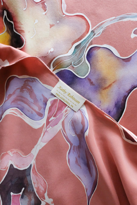 Dreamy Kathy Robinson Silk Batik Painted Shawl / Sz OS