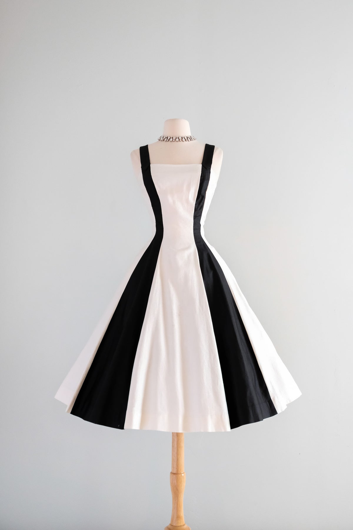 Vintage 1950's Black & White Cotton Dress by Jonny Herbert / SM