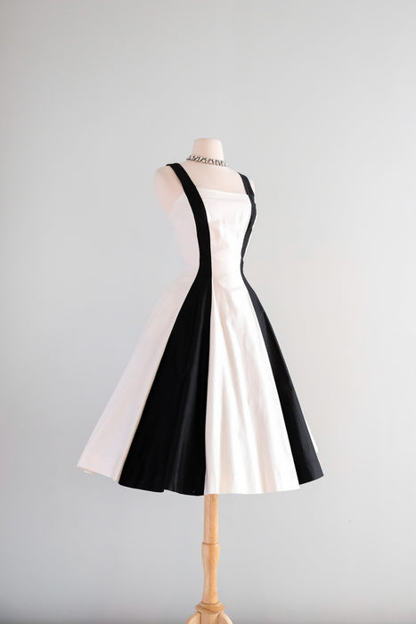 Vintage 1950's Black & White Cotton Dress by Jonny Herbert / SM – Xtabay Vintage