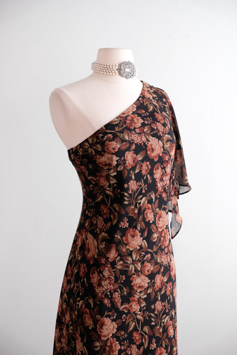 Vintage 1990's NOS Dark Romantic OTS Silk Chiffon Dress by Ralph Lauren / M