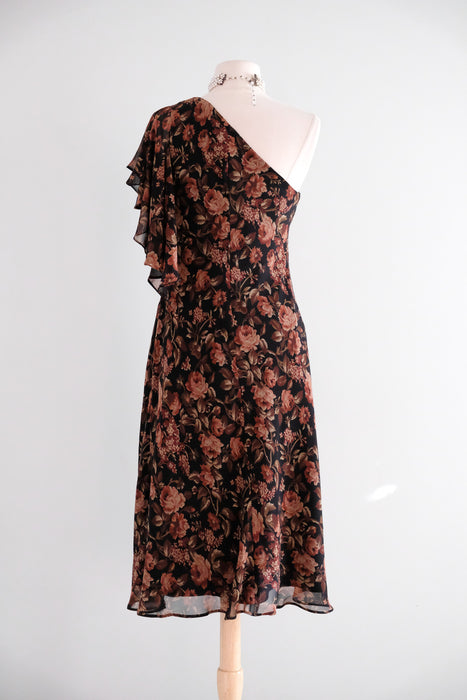 Vintage 1990's NOS Dark Romantic OTS Silk Chiffon Dress by Ralph Lauren / M