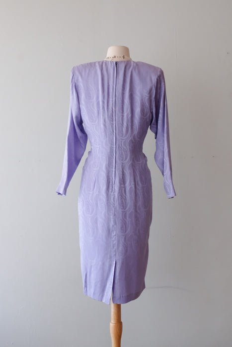 Fab 1980's Pastel Lavender Silk Party Dress / Sz M