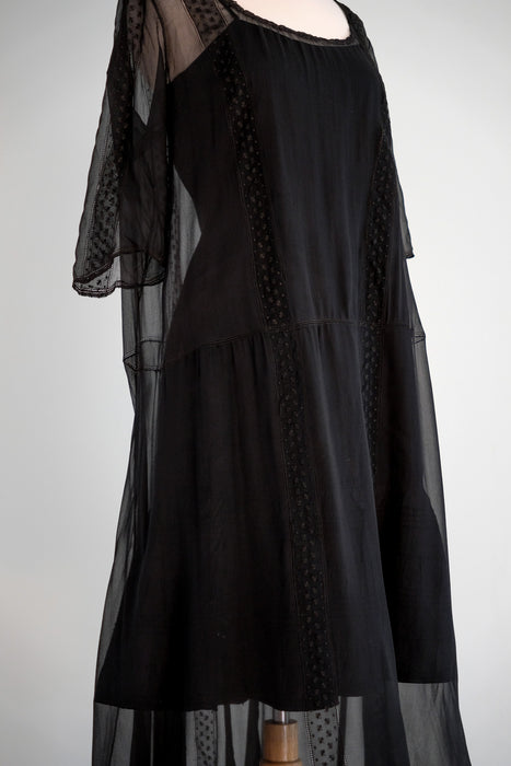 chiffon dress 1920s Antique 1920's Sheer Black Silk Chiffon Dress / ML – Xtabay Vintage