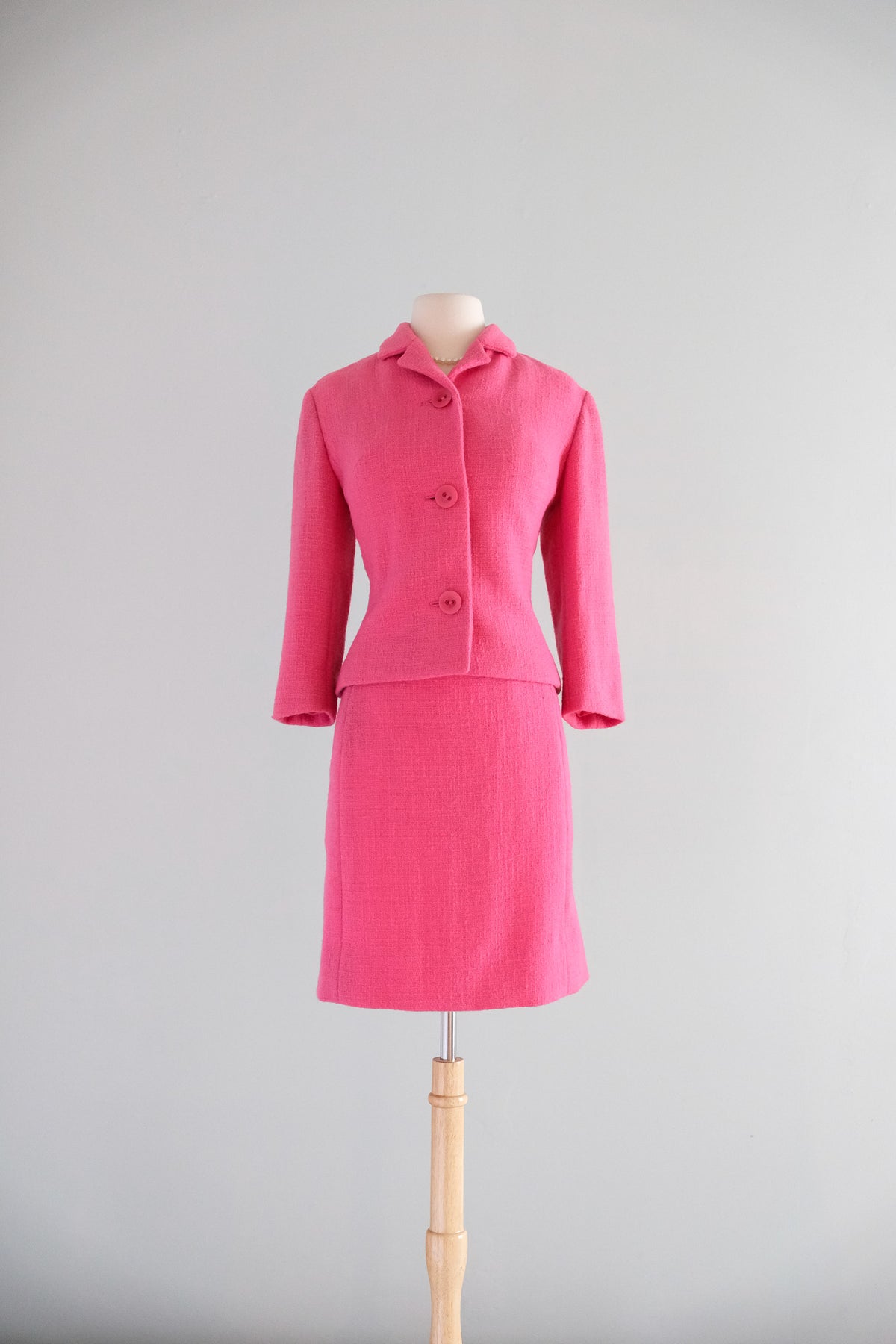 Vintage 1960s Pink Mini Dress Suit