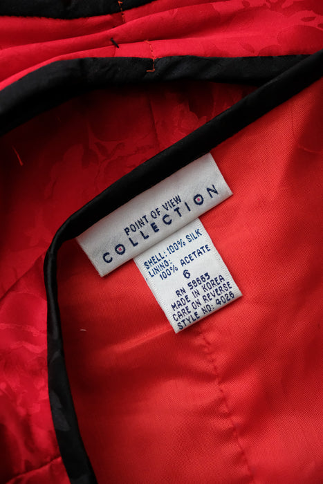 Vintage 1980's Romantic Red Peplum Blouse by Point of View / M