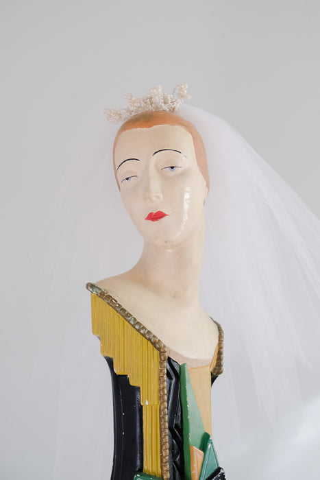Exquisite 1950's Wax Flower Bridal Crown Veil / OS
